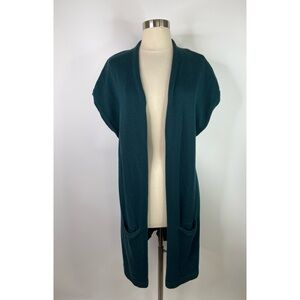 Chicos Teal Open Front Cal Sleeves Cardigan